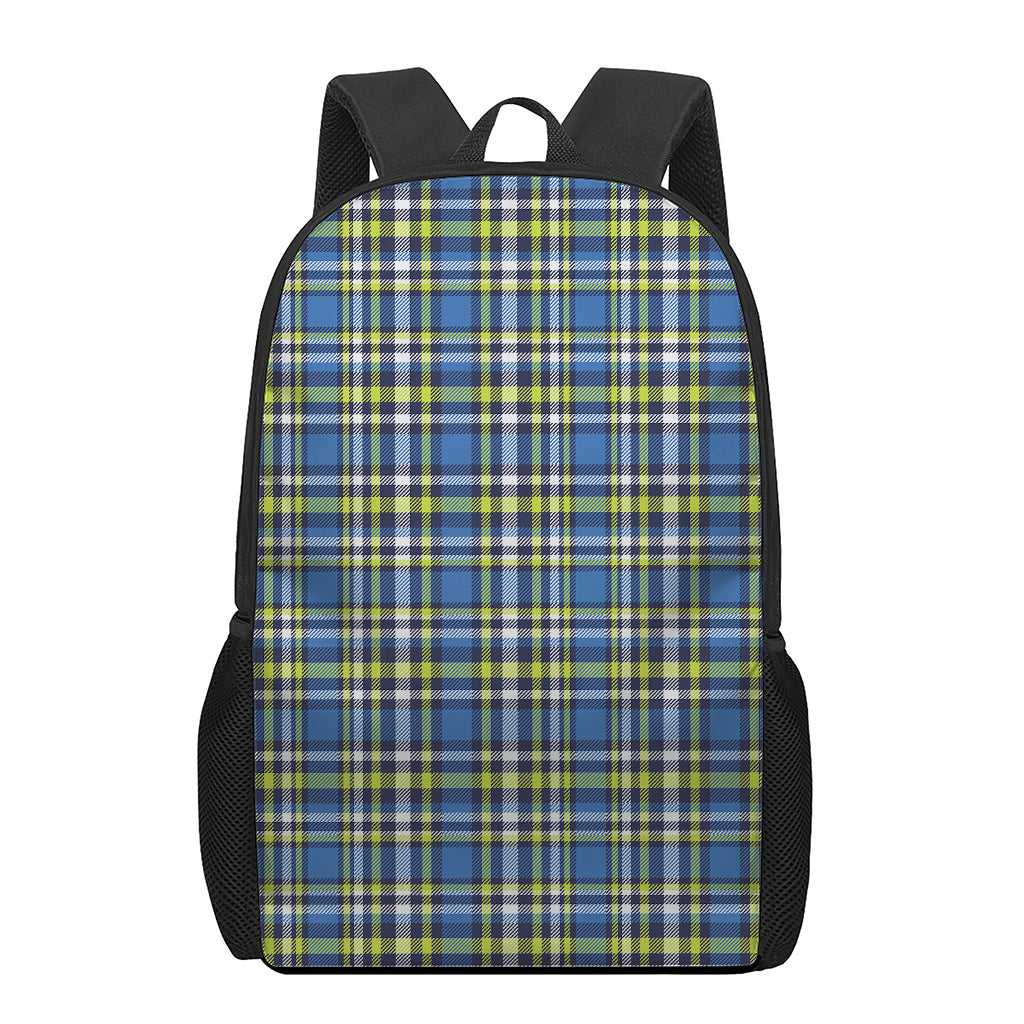 Blue Green And White Plaid Pattern Print 17 Inch Backpack