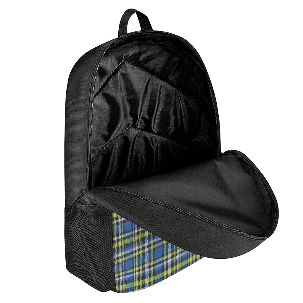 Blue Green And White Plaid Pattern Print 17 Inch Backpack