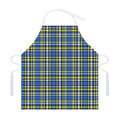 Blue Green And White Plaid Pattern Print Adjustable Apron