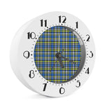 Blue Green And White Plaid Pattern Print Alarm Clock