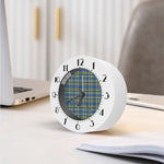 Blue Green And White Plaid Pattern Print Alarm Clock