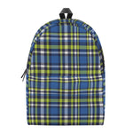 Blue Green And White Plaid Pattern Print Backpack