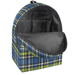 Blue Green And White Plaid Pattern Print Backpack