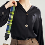 Blue Green And White Plaid Pattern Print Bag Strap