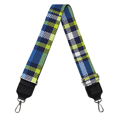 Blue Green And White Plaid Pattern Print Bag Strap