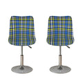Blue Green And White Plaid Pattern Print Bar Stool Covers