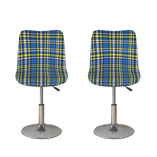 Blue Green And White Plaid Pattern Print Bar Stool Covers