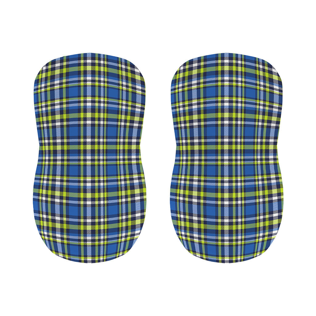 Blue Green And White Plaid Pattern Print Bar Stool Covers