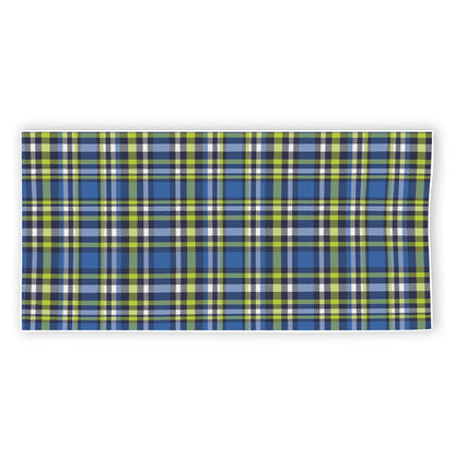 Blue Green And White Plaid Pattern Print Beach Towel