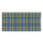 Blue Green And White Plaid Pattern Print Beach Towel