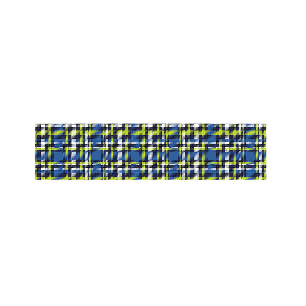 Blue Green And White Plaid Pattern Print Bed Runner