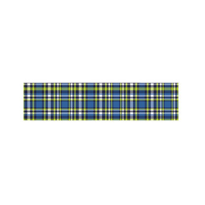 Blue Green And White Plaid Pattern Print Bed Runner
