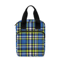 Blue Green And White Plaid Pattern Print Bible Tote Bag
