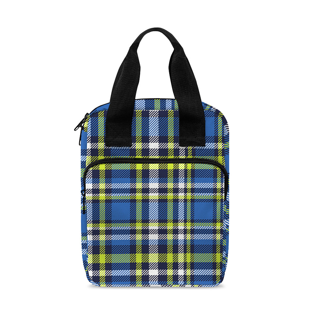 Blue Green And White Plaid Pattern Print Bible Tote Bag