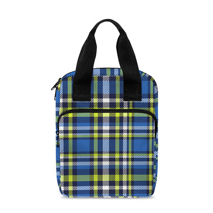 Blue Green And White Plaid Pattern Print Bible Tote Bag