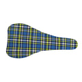 Blue Green And White Plaid Pattern Print Bicycle Seat Cover