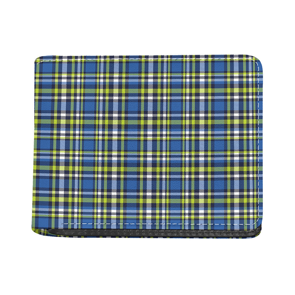 Blue Green And White Plaid Pattern Print Bifold Wallet