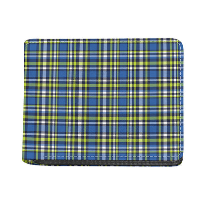 Blue Green And White Plaid Pattern Print Bifold Wallet