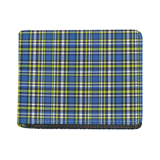 Blue Green And White Plaid Pattern Print Bifold Wallet