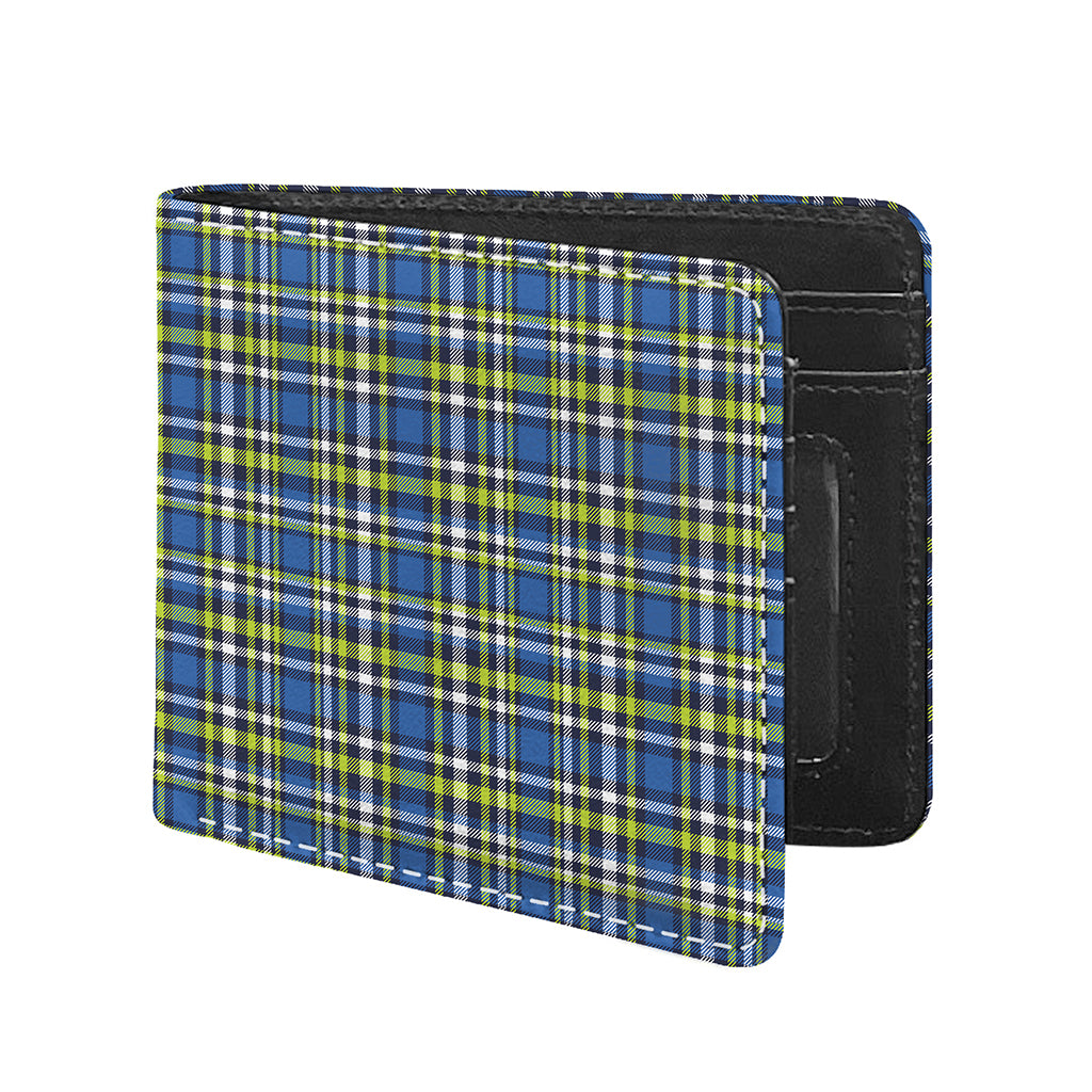 Blue Green And White Plaid Pattern Print Bifold Wallet