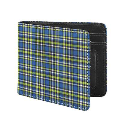Blue Green And White Plaid Pattern Print Bifold Wallet