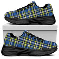 Blue Green And White Plaid Pattern Print Black Chunky Shoes
