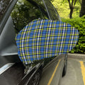 Blue Green And White Plaid Pattern Print Car Side Mirror Covers
