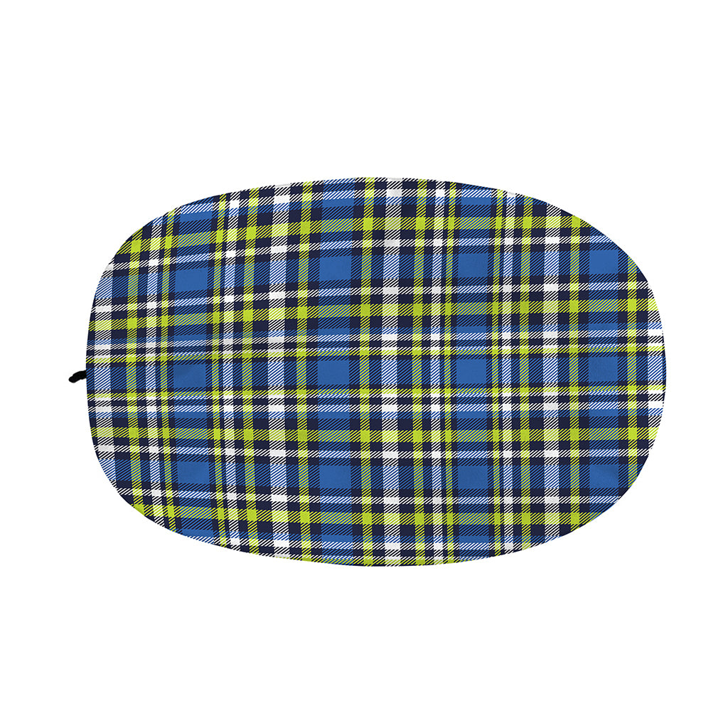 Blue Green And White Plaid Pattern Print Car Side Mirror Covers