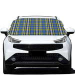 Blue Green And White Plaid Pattern Print Car Windshield Snow Cover