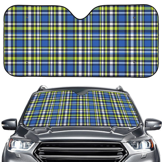 Blue Green And White Plaid Pattern Print Car Windshield Sun Shade