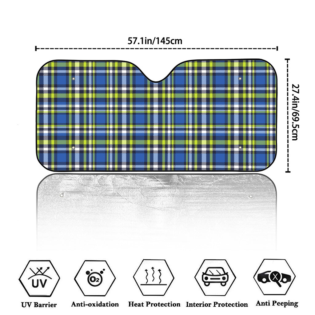 Blue Green And White Plaid Pattern Print Car Windshield Sun Shade