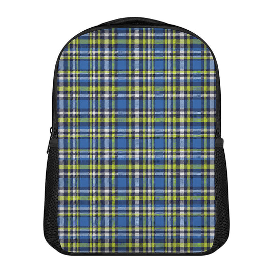 Blue Green And White Plaid Pattern Print Casual Backpack