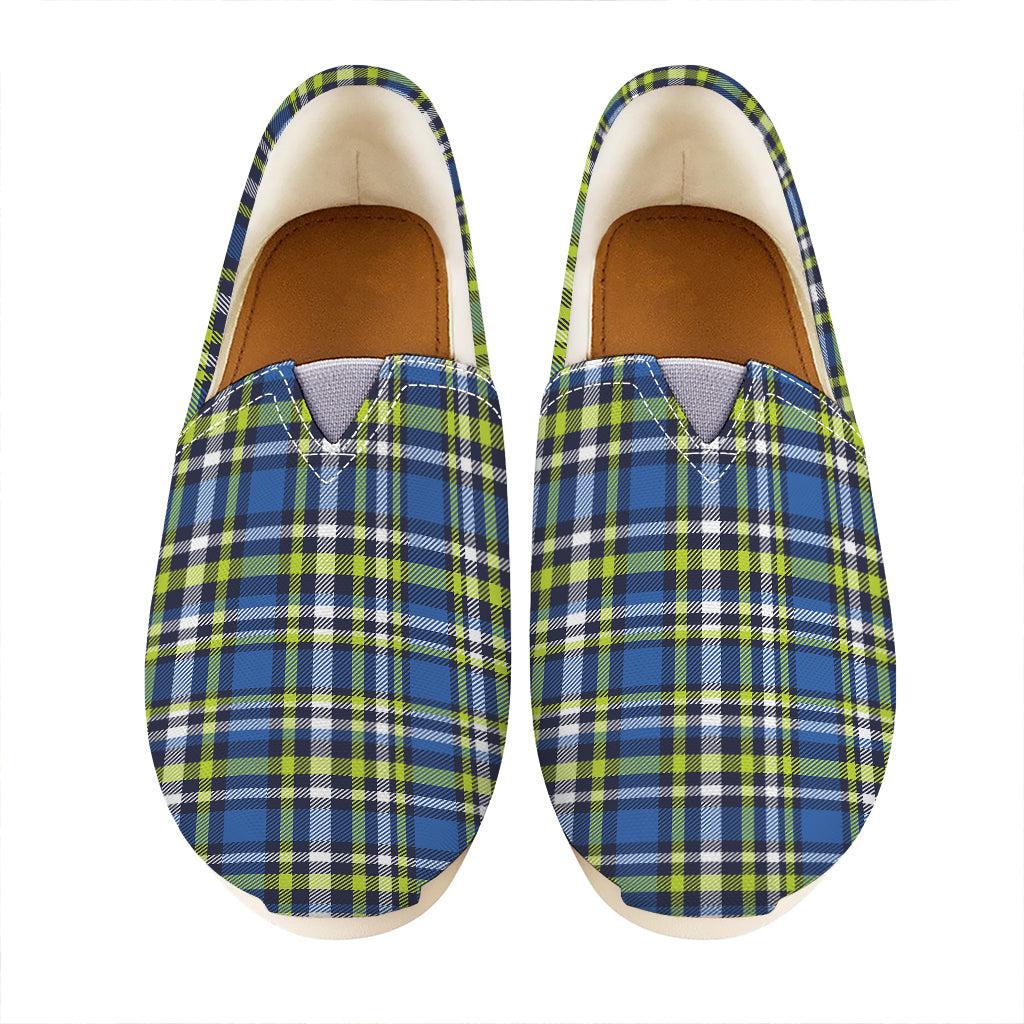 Blue Green And White Plaid Pattern Print Casual Shoes
