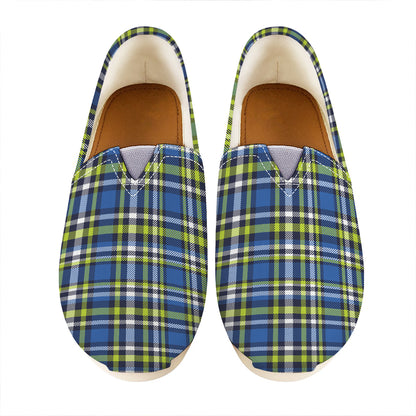 Blue Green And White Plaid Pattern Print Casual Shoes