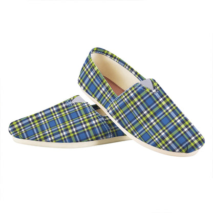 Blue Green And White Plaid Pattern Print Casual Shoes