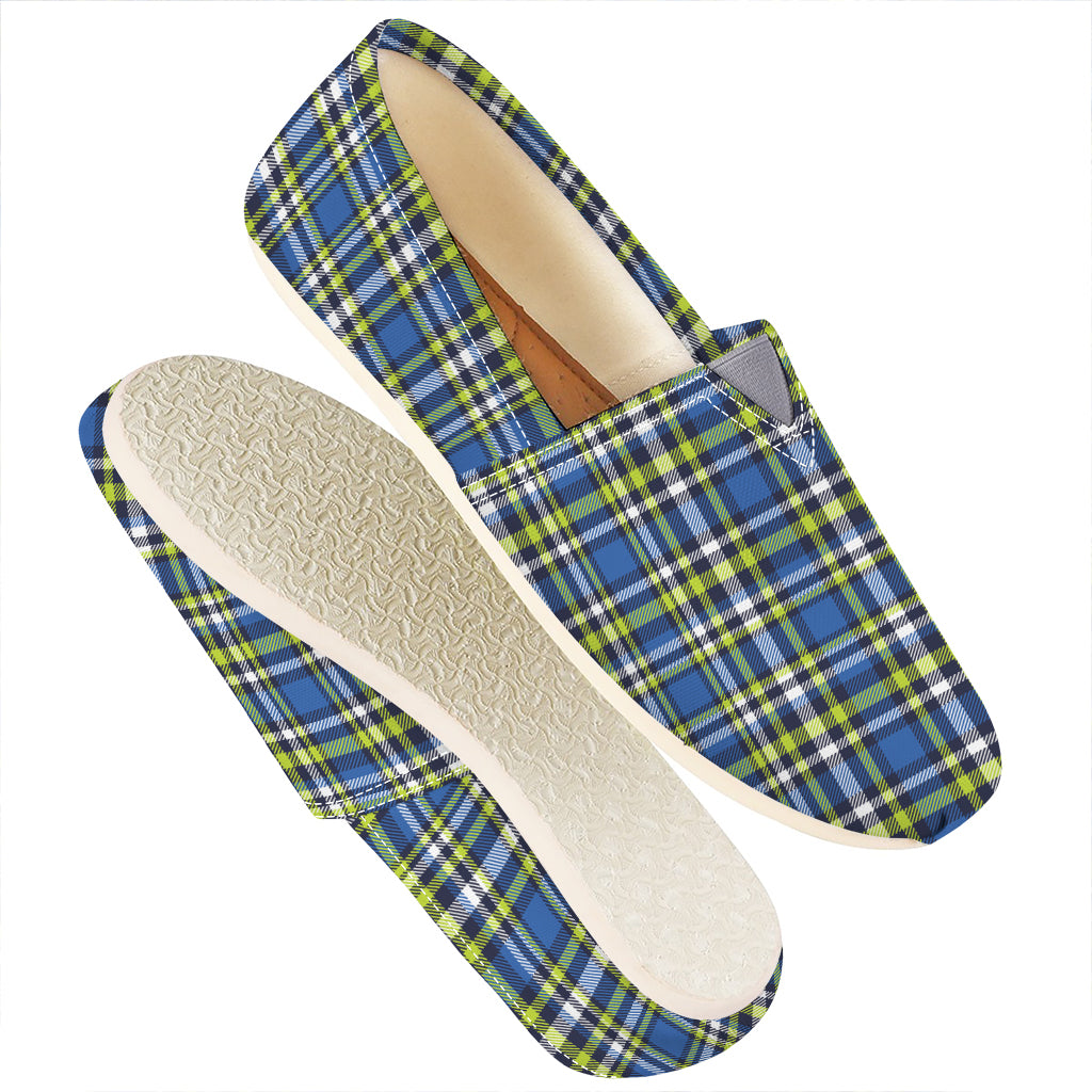 Blue Green And White Plaid Pattern Print Casual Shoes