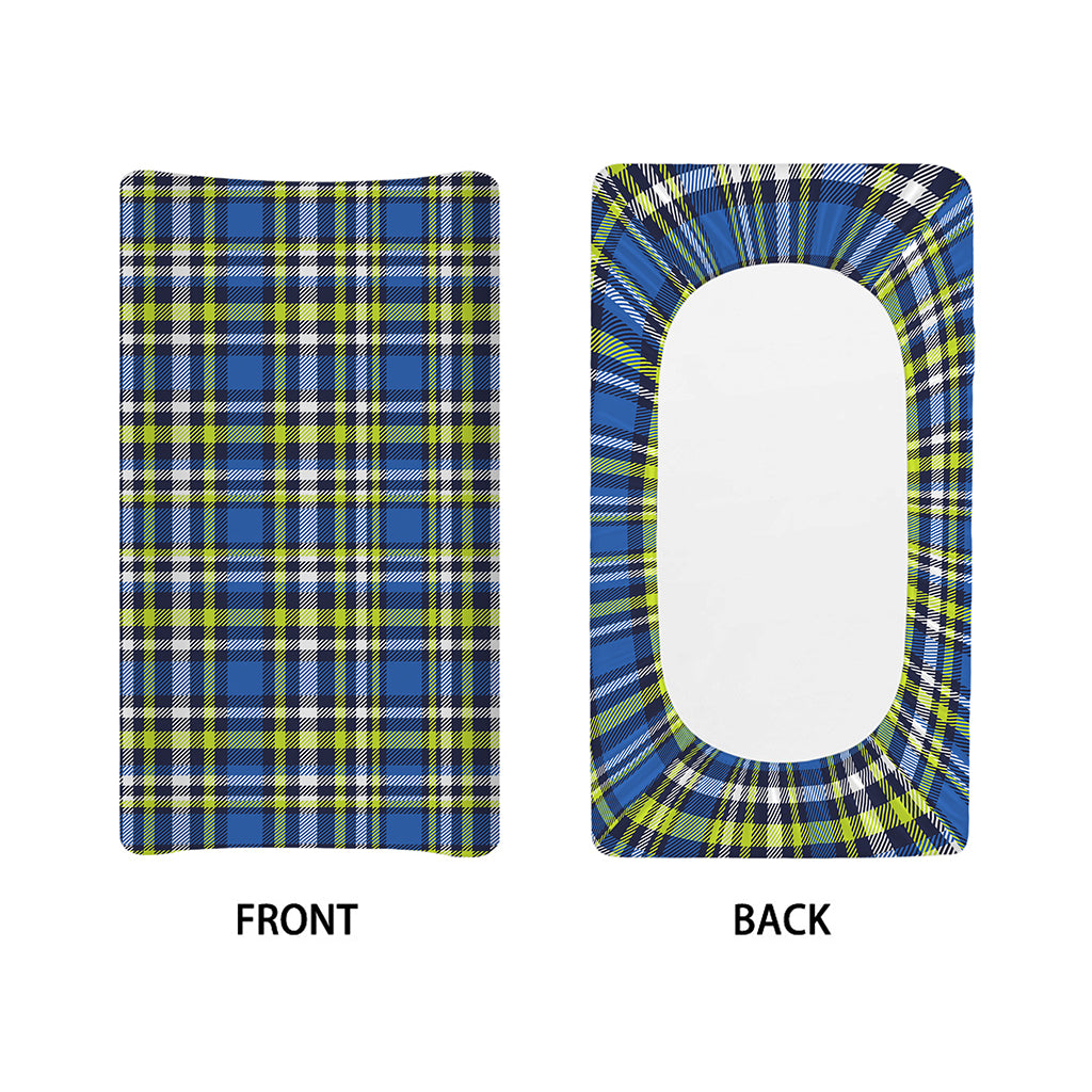 Blue Green And White Plaid Pattern Print Changing Pad Cover