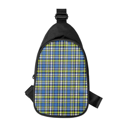Blue Green And White Plaid Pattern Print Chest Bag