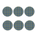 Blue Green And White Plaid Pattern Print Coaster Set