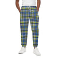 Blue Green And White Plaid Pattern Print Cotton Sweatpants