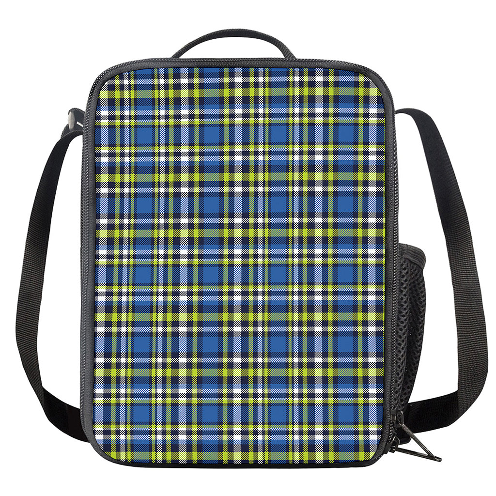 Blue Green And White Plaid Pattern Print Crossbody Lunch Bag