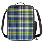 Blue Green And White Plaid Pattern Print Crossbody Lunch Bag