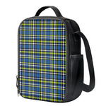 Blue Green And White Plaid Pattern Print Crossbody Lunch Bag
