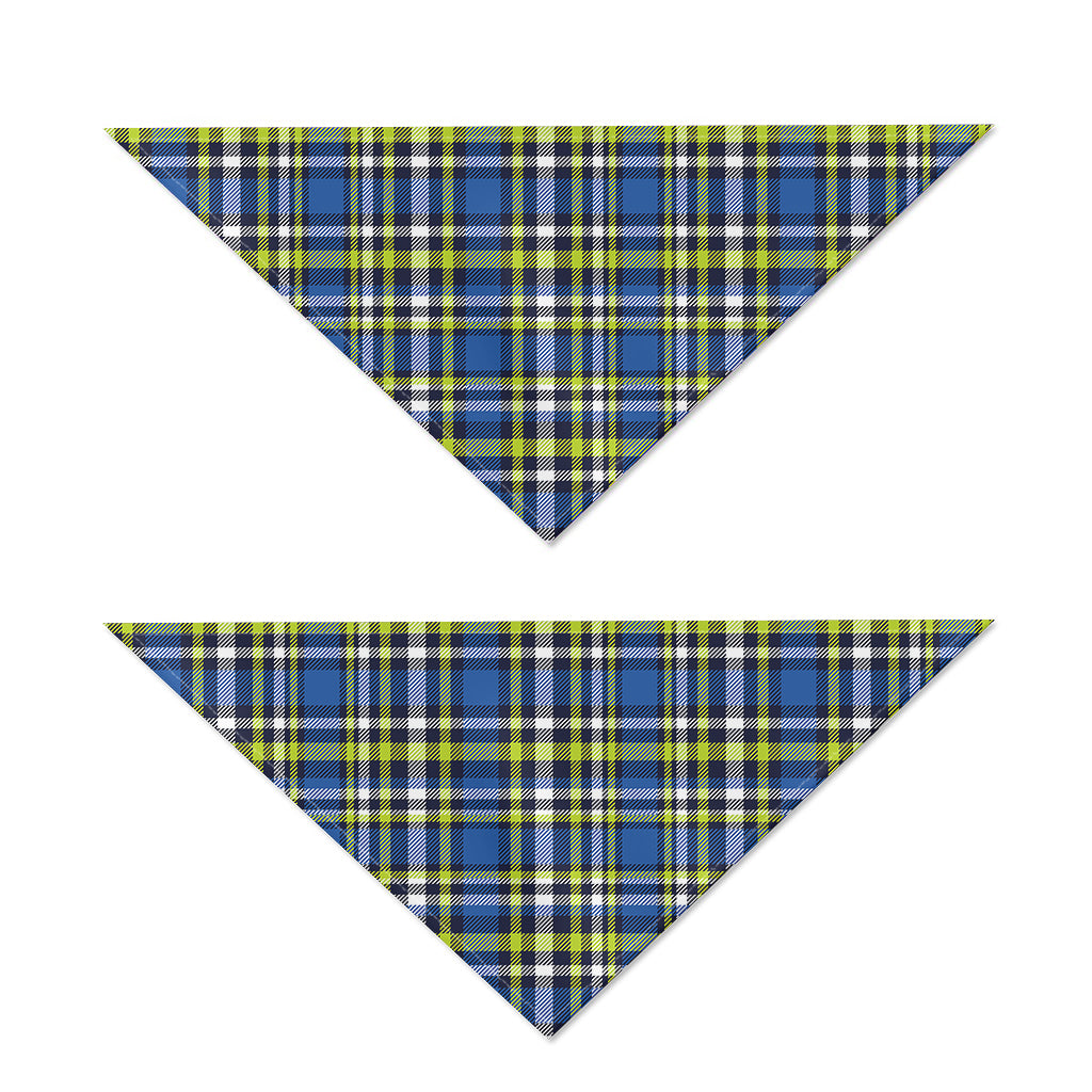 Blue Green And White Plaid Pattern Print Dog Bandana