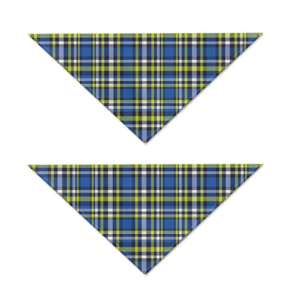 Blue Green And White Plaid Pattern Print Dog Bandana
