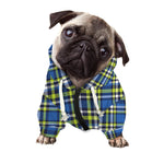 Blue Green And White Plaid Pattern Print Dog Zip Up Hoodie