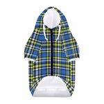 Blue Green And White Plaid Pattern Print Dog Zip Up Hoodie