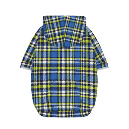 Blue Green And White Plaid Pattern Print Dog Zip Up Hoodie