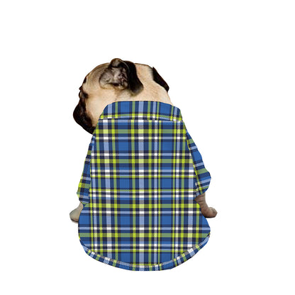 Blue Green And White Plaid Pattern Print Dog Zip Up Jacket