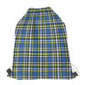 Blue Green And White Plaid Pattern Print Drawstring Bag